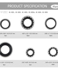 45Pcs Car AC Gasket Kit Go To AC Seal Kit For Fixing Air Conditioning Compressor Bumper Door Panel Universal O Ring Kit Car Truck SUV Accessories Must Have product specification showing various gasket sizes and dimensions.