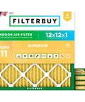 12x12x1 Air Filter MERV 11 For Pets And Allergy Defense, Electrostatic Pleated HVAC Replacement For AC Furnace, 4-Pack, Made in USA