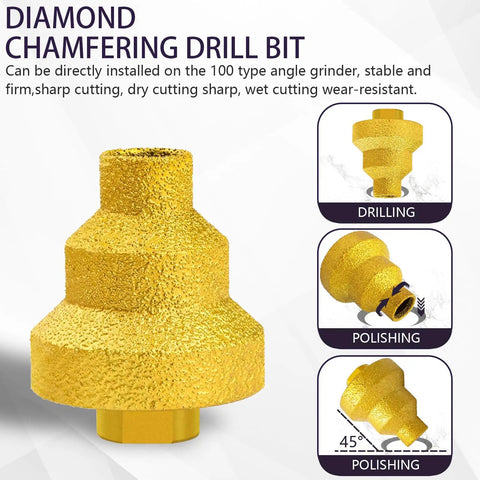 Diamond Step Drill Bit Set 20mm 35mm 50mm With M10 Thread For Hole Opening Chamfering And Reaming In Marble Granite Tile And Concrete