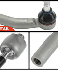 Front Inner And Outer Tie Rod End Kit For Cadillac Escalade 2021-2023 And Escalade ESV 2021-2023, Silverado 1500 2019-2023, Suburban 2021-2023, Tahoe 2021-2023, GMC Sierra 1500 2019-2023, Sierra 1500 Limited 2022, Yukon XL 2021-2023 Fixes Uneven Tire Wear, close-up steel tie rod end detail
