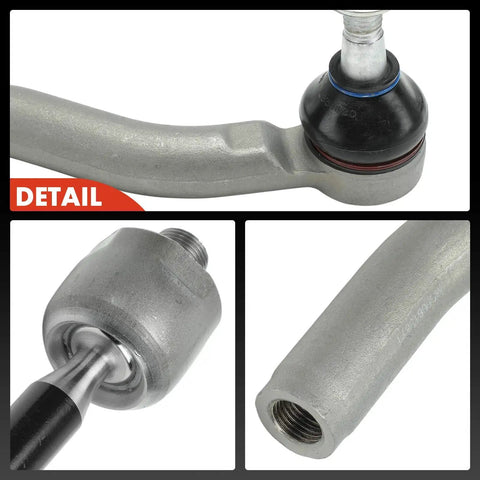 Front Inner And Outer Tie Rod End Kit For Cadillac Escalade 2021-2023 And Escalade ESV 2021-2023, Silverado 1500 2019-2023, Suburban 2021-2023, Tahoe 2021-2023, GMC Sierra 1500 2019-2023, Sierra 1500 Limited 2022, Yukon XL 2021-2023 Fixes Uneven Tire Wear, close-up steel tie rod end detail
