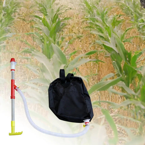 Backyard Spreader Backpack Sprayer For Granular Manure And Fertilizer, Easy Carry Stainless Steel Tube with cornfield background