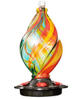 Ice Cream Shaped Spiral Hummingbird Feeder For Outdoors Hanging Hand Blown Glass 28 Fluid Ounces Leak Proof And Rustproof.
