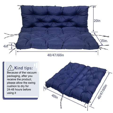 Waterproof Swing Cushions For Outdoor Furniture 2 To 3 Seater With Ties And Backrest 4 Inch Thick Patio Bench Cushions For Garden