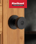 Matte Black Entry Door Knob With Lock and Key for Exterior Doors, Easy DIY Install, Pick Resistant SmartKey Rekey Security with Microban