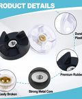 4 Pack MB1001 Blender Gear Replacement Set Compatible With MB1001 Model showing plastic and rubber gears with metal core
