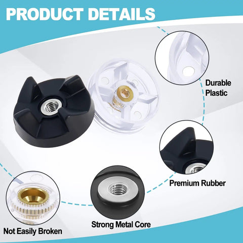 4 Pack MB1001 Blender Gear Replacement Set Compatible With MB1001 Model showing plastic and rubber gears with metal core