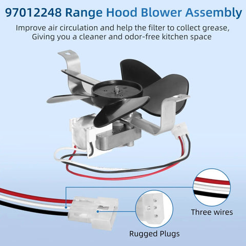 Direct Fit BP17 Range Hood Fan Motor Replacement for Nu-Tone 40000 42000 Series and Kenmore Stoves assembly with blades
