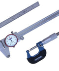 Dial Caliper Micrometer And Stainless Steel Ruler Tool Set For Machinists, Pro Grade Precision Inspection Kit With 0 To 6 Inch Caliper, 0 To 1 Inch Micrometer, Hardened Ruler, Molded Case, Great For Trade Shops displayed on white background