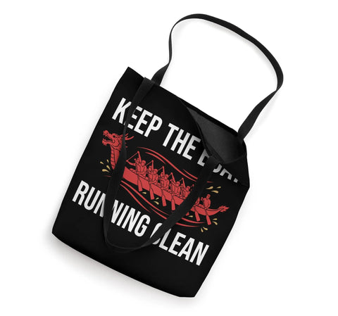 Paddling Crew Tote Bag For Dragon Boat Team And Racing Enthusiasts with dragon boat graphic and text, black color, 16x16in