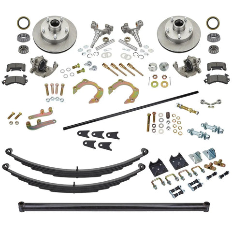 Old School Gasser Axle Spindle Brake Kit For Vintage Drag Cars, 48 Inch Axle With Quarter Inch Wall And Two Inch Tubing