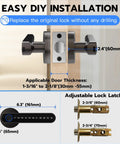 Diagram showing Fingerprint Door Lock With Keypad And App Control, No Key Needed Keyless Entry Smart Lock dimensions and installation.