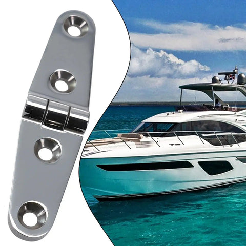 Stainless Steel Strap Hinge For Boats Cabinets Doors And Decks 316 A4 Corrosion Resistant Easy To Install next to a boat