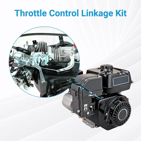 Close-up of throttle control linkage kit for Predator 212CC and 196CC OHV engines with GX160 GX200 compatibility.
