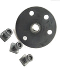 Beefy 3 Inch Rotary Table With ER20 Collet Adapter showing base plate and M6 clamp kit components for precise machining.
