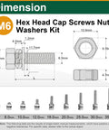 Massive 182Piece M6 Nuts And Bolts Kit With A2-70 Stainless Steel Hex Head Cap Screws M6x8 To M6x35 Includes Flat Washers And Lock Washers