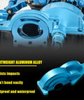 Close-up of Premium Aluminum Gearbox Cover for One Tenth Scale RC Cars, CNC Machined Main Gear Case and Spur Gear Covers
