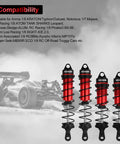 Heavy Duty Adjustable Front 110mm And Rear 130mm RC Shock Absorber Set For 1/8 Scale Buggies And Truggies Built To Handle 6S Power