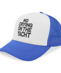 Royal Blue Adjustable Ponytail Baseball Hat For Men With Ponytail Hole Everyday Casual Cap with front artwork text.