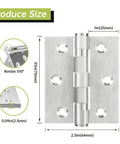 3 Pack 3 Inch Stainless Steel Door Hinges Heavy Duty Ball Bearing For Interior And Exterior Doors Square Corner Smooth Quiet Silver Finish Supports Up To 100 Lbs Each, 3x2.5 in