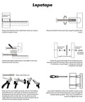 Installation steps for 25 Pack 5 Inch Brushed Brass Cabinet Pulls Solid Zinc Alloy Handles with measurements and tools shown