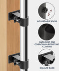 Heavy Duty Adjustable Patio Umbrella Holder Clamp Stand For Railing Mount with knobs and anti-rust coating details visible