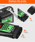 Wood Moisture Meter With Battery And LCD Display For Quick Accurate Moisture Content Reading In Wood Logs Paper Plywood Plaster Walls And Floor Coverings A Handy DIY Friendly Tool For Two Pin Probes Spotting Hidden Leaks showing probe replacement process.