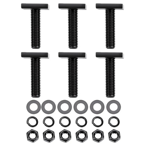No Drill Install Heavy Duty Four Square Head T Slot Bolt Adapters For Roof Rack Crossbars Smooth Slide Fit Durable Hardware Kit, 6-piece set.