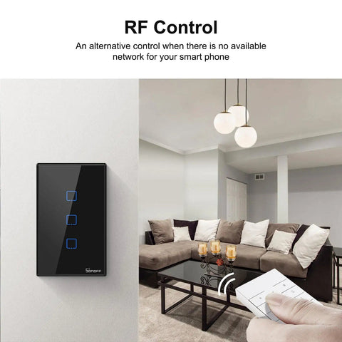 WiFi 2-Gang 1-Way Touch Smart Light Switch With 2.4 GHz Network Works With Alexa And Google Home RF433 Remote Control