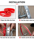 Red 18Mm Rim Tape Liner For 16 Inch Through 29 Inch Bikes, Tire Liner Rim Strip installation process, bicycle rim, step-by-step guide