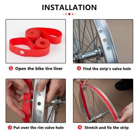 Red 18Mm Rim Tape Liner For 16 Inch Through 29 Inch Bikes, Tire Liner Rim Strip installation process, bicycle rim, step-by-step guide