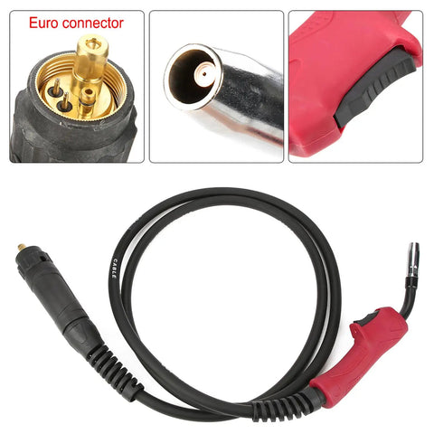 180A MIG Welding Torch Gun 15AK with Euro connector, ergonomic rubber handle, heat-resistant cable, air-cooled design