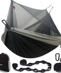 Double Tree Hammock With Built In Net For Camping And Travel, Portable with 20ft strap, nylon, backpacking, survival gear