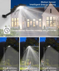 2 Pack Beast Bright 2000W Solar Street Lights Outdoor 100000LM Dusk To Dawn IP65 waterproof flood lights on house and trees