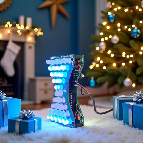 Electronic Hourglass LED DIY Kit For Welding Practice, Blue Ray PCB Board Project With Step By Step Guide near holiday decor