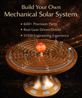 Premium Metal Solar System Model Kit With 600 Plus Precision Parts, Hands-On Mechanical Orrery With LED Sun display image.