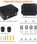 Complete installation kit for Built Tough IP67 Rugged Waterproof Electrical Junction Box with stainless steel components.