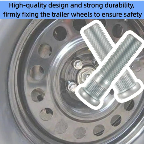 12 Piece Trailer Wheel Studs With Nuts For 2000-3500 Lb Axles, 1/2-20 UNF Thread shown with trailer wheel