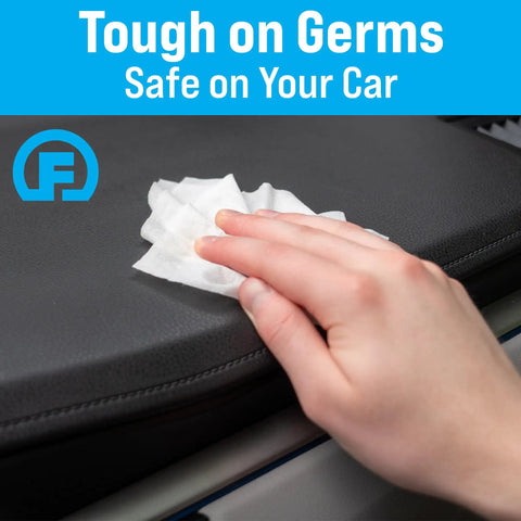 Travel Size Car Interior Wipes For Dashboards, Seats, Steering Wheel And Surfaces used on car dashboard