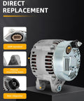 130 Amp 12V Alternator Replacement For Hyundai Azera Entourage Santa Fe Sonata Veracruz Kia Sedona Sorento Beefy Drop In Auto Electrical Generator Built To Last With Smooth Power And Easy Fit For 2006 2012 Models; front view with precise mounting holes and non-slipl pulley displayed