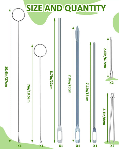 Drawstring Threader Tool Set For Hoodies Jackets And Pants A 16 Piece Kit With Metal Threaders Loop Turner Hooks Bodkin Tweezers Flexible Plastic Threaders And Flat Elastic Threaders For Easy Cord And Drawstring Threading size chart.