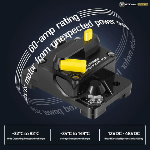 Trolling Motor Stabilizer Bundle With Bow Mount Support And 60 Amp Waterproof Circuit Breaker for Electric Trolling Motors