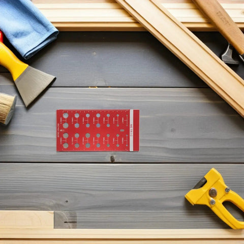 Check Screw Thread Sizes Fast With This Heavy Duty Aluminum Alloy Gauge Set For Metric And Standard Bolts That Fits In Your Pocket Perfectly. Red metric bolt thread gauge on wood surface