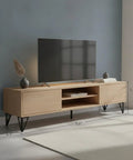 TV stand with 5.9 Inch Hollow Matte Black Steel Furniture Legs Set Of 4 Replacement Feet For Standard Sofas, Cabinets, TV Stands.
