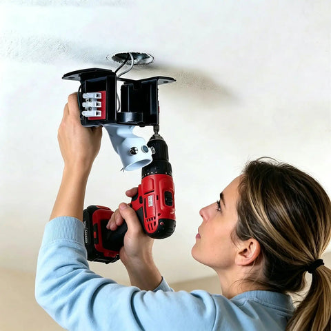 Installation of Sloped Ceiling Fan Adapter For Angled Ceilings Up To 45 Degrees Heavy Duty Mounting Bracket, sand nickel finish
