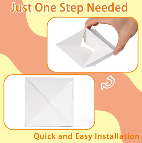 Hand folding 50 Pack Cupcake Containers With Windows, Food Grade Cupcake Boxes With Lids, showing easy installation, white box