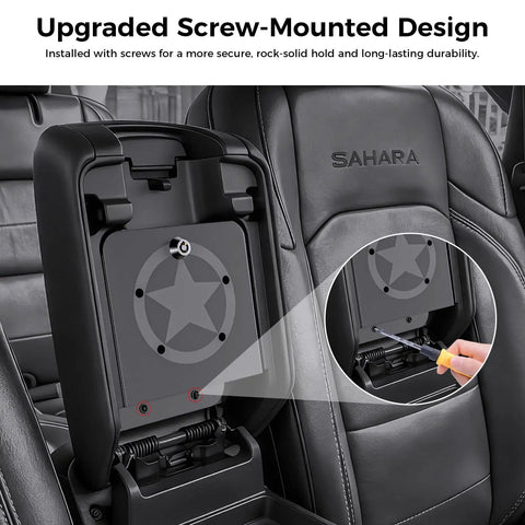 Metal Center Console Hidden Organizer for Jeep Wrangler JL JLU 2018 to 2026 and Gladiator JT 2020 to 2026 with screw-mounted design