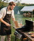 Man grilling with Foldable Stainless Steel Fish Grill Basket For Grillin Veggies Shrimp And Meat Portable BBQ Rack