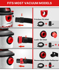 Beefy 8 Ft Universal Vacuum Hose 2.5 Inch Heavy Duty Replacement Hose connectivity options for Rigid DeWalt Husky Craftsman vacuums.