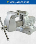 650 C Mechanics Vise With 5 Inch Jaw Width Beefy Build Workbench Vise For Metalworking Enclosed Lubricated Main Screw Large Anvil Surface